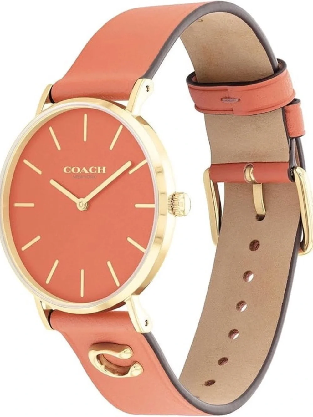 COACH Coral Leather Gold-Tone Women's Watch